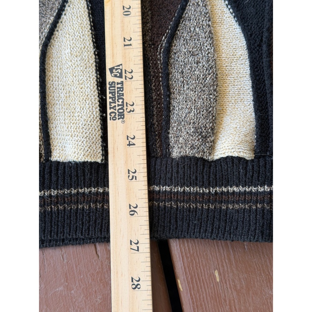 Protege Collection Mens 3D Knit Sweater Brown Tan Black 90s Vintage Style Medium - Picture 6 of 8